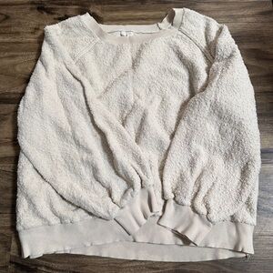 By Together Cream Textured Crew Neck Sweater